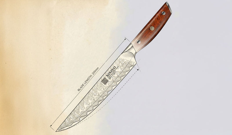 Dibujo esquemático de un cuchillo de chef.