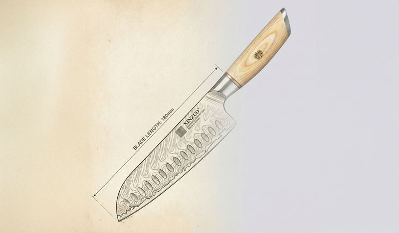 Schematische Zeichnung eines Santoku-Messers